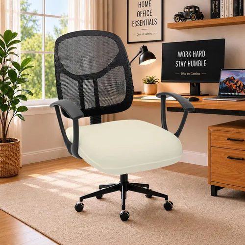 Vista 11 de Fundas elásticas resistentes al agua para sillas de computadora - Protectores lavables para respaldo giratorio y asiento para mascotas - Negro