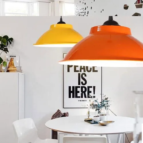 Vista 3 de Lámpara colgante amarilla estilo simple iluminación colgante en diseño colorido elegante pantalla de lámpara, accesorios industriales modernos