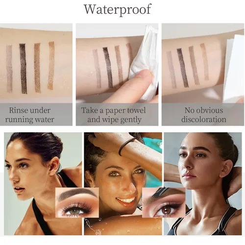 Vista 7 de Lápiz de cejas Microblading, lápiz líquido para cejas micro 4 puntas, lápiz de cejas de larga duración, resistente al agua y a las manchas, #01
