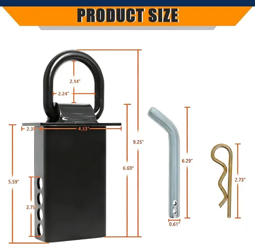 Vista 2 de Bolsa de estaca para remolque con anillo en D de 16200 libras de alta resistencia ajustable y removible, bolsa de estaca con anillo en D
