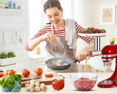 Vista 8 de KINGEAGLE - Accesorio para molinillo de alimentos para mezcladores KitchenAid, juego de accesorios para picadora de carne de acero inoxidable apto