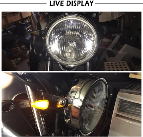 Vista 3 de 4 piezas de intermitentes para motocicleta, intermitentes delanteros y traseros de 14 LED con lámpara ámbar genial, luz de señal para motocicleta