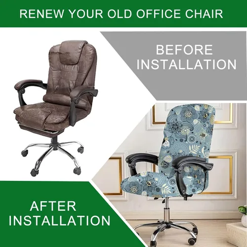 Vista 4 de CRFATOP Fundas para silla de oficina, funda elástica para silla de escritorio con cremallera, funda giratoria universal para silla de computadora