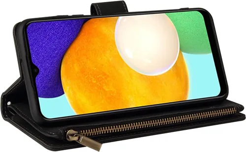 Vista 2 de Asuwish Funda compatible con Samsung Galaxy A03s, protector de pantalla de vidrio templado y funda de cuero con tapa para tarjetero, accesorios