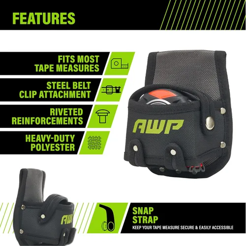 Vista 2 de AWP Funda para Cinta Métrica con Clip de Cinturón de Metal y Bucle de Túnel, Accesorio para Cinturón de Herramientas