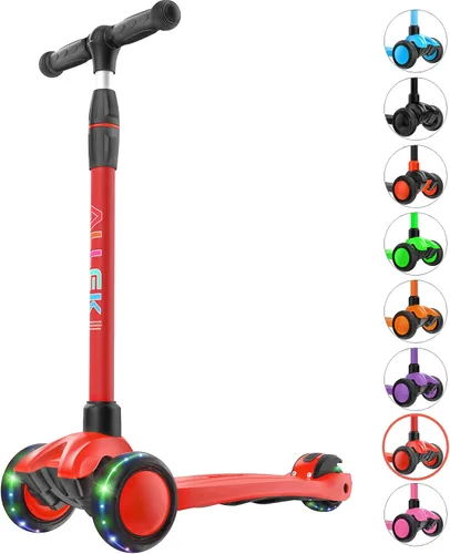Vista 9 de Allek - Kick Scooter B03. Monopatín de 3 ruedas con ruedas de PU extra anchas y luminosas, sistema Lean 'N Glide, manillar ajustable a cualquier