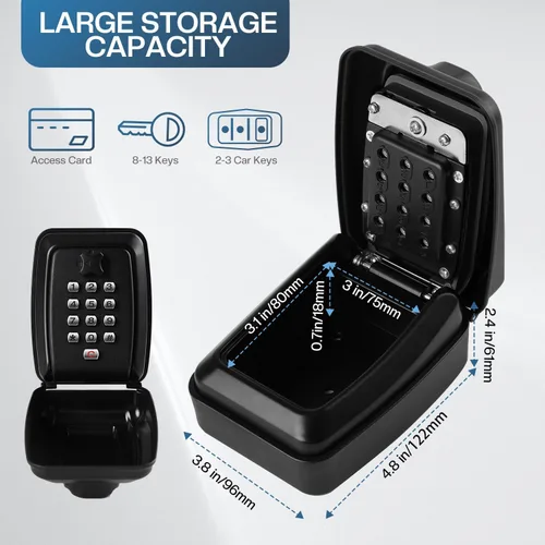 Vista 5 de Teclado de bloqueo de combinación portátil, teclado de 9 dígitos, para llaves de casa para ocultar una llave exterior, caja de bloqueo