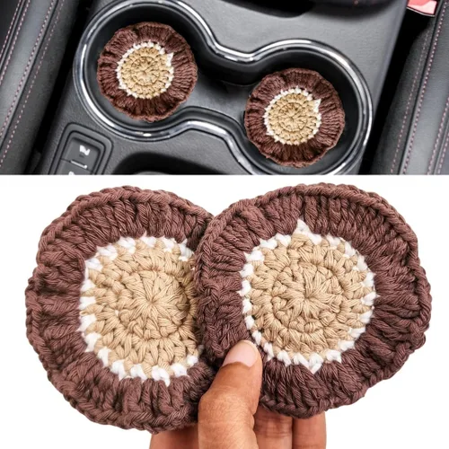 Vista 12 de Juego de posavasos de flores con volantes de ganchillo de algodón (Blush Garden)