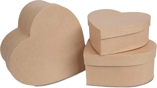 Vista 8 de Cajas de papel maché cuadradas con tapas (juego de 3) - Cajas de regalo marrón de papel kraft anidadas - Caja de papel maché apilable