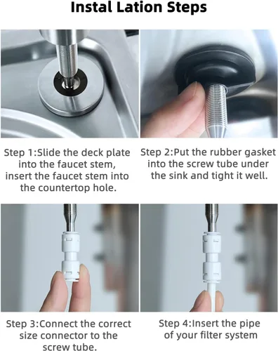 Vista 6 de Grifo de agua potable,Grifo de filtro de agua sin plomo,Grifos de ósmosis inversa fáciles de instalar para fregadero de barra de cocina, acero