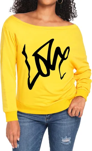 Vista 2 de AM CLOTHES Sweatshirt for Women Off The Shoulder Tops Long Sleeve Sweatshirts Oversized Sweaters Shirts