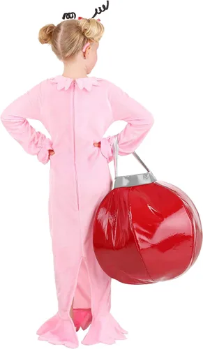 Vista 3 de Dr. Seuss The Grinch Cindy Lou Who Costume for Girls, Girl's Pink Christmas Dress for Character