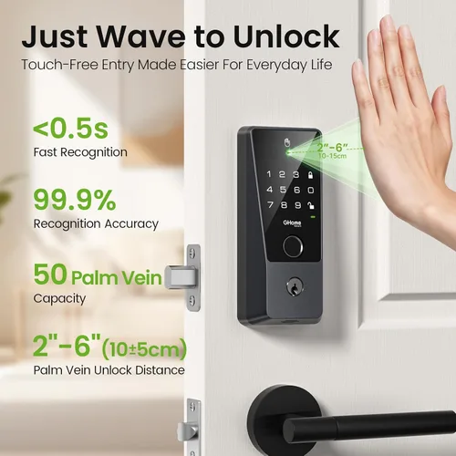 Vista 2 de GHome Smart Cerradura de vena de palma, cerrojo sin llave WiFi 6 en 1