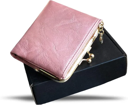 Vista 42 de AOXONEL Cartera para mujer, pequeña, Rfid, compacta, plegable, de piel, vintage, con cremallera y cierre de beso