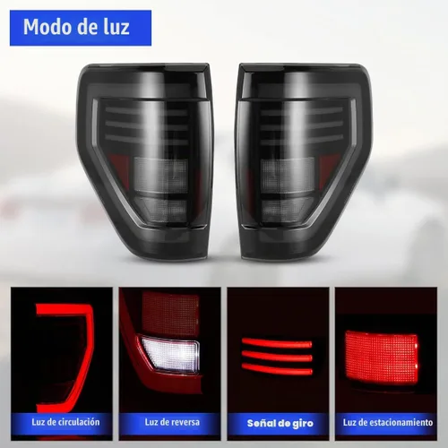Vista 8 de ROXX Luces traseras F150, conjunto de luces traseras secuenciales LED para Ford F150 2009-2014 modelo Styleside solamente, par de luces traseras LED