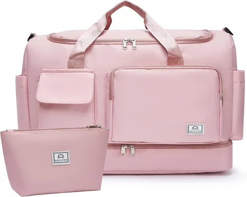 Vista 42 de Bolsa de Gimnasio Pequeña para Mujer, Bolsa de Lona de Viaje, Bolsa de Fin de Semana con Compartimento para Zapatos