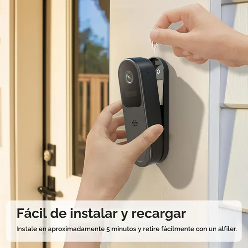 Vista 7 de Cámara de timbre de puerta de 2K HD con batería, inalámbrica con timbre de anillo, timbre de video inteligente con comunicación bidireccional