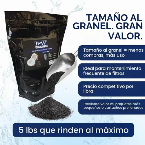 Vista 5 de Filtro de agua a granel de 5 libras / filtro de aire de repuesto de cáscara de coco granular, carbón activado