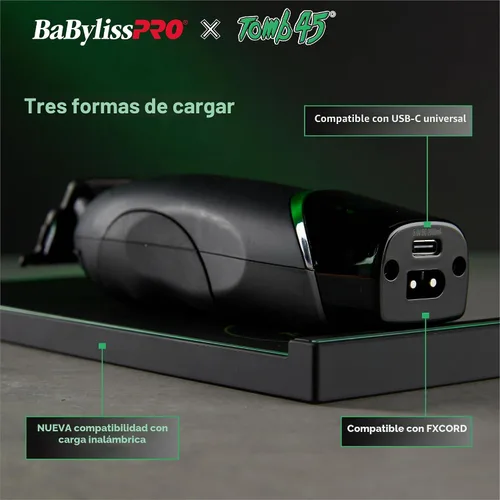 Vista 6 de BaBylissPRO x Tomb45 Recortadora de Pelo con Carga Inalámbrica para Hombres