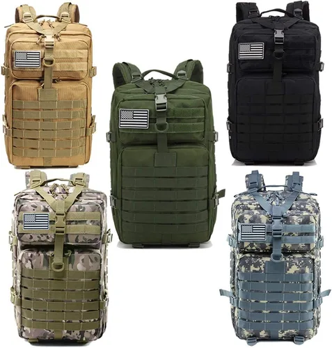 Vista 7 de Mochila táctica 45L 3 días Bug Out Molle Survival Mochila, ACU, Sistema Molle