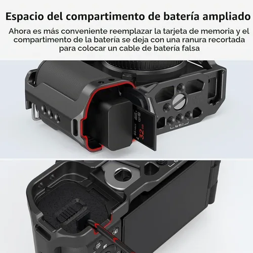 Vista 4 de SmallRig Jaula con placa de liberación rápida incorporada para Arca-Swiss y Cold Shoe para Sony ZV-E10-3531 con zapata fría, 1/4 ''-20 agujeros