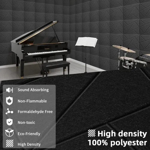 Vista 4 de Art3dwallpanels Paquete de 12 Paneles Acústicos de 12" X 12" Paneles de Pared Insonorizantes Autoadhesivos Amortiguadores de Sonido, Decoración