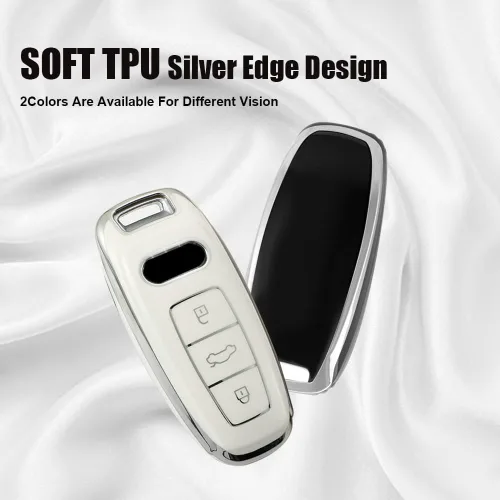 Vista 7 de ontto Funda para llavero de automóvil compatible con 2019 2020 A6 A6L A7 E-Tron A8 Q8 Key Box Remote Cover Negro