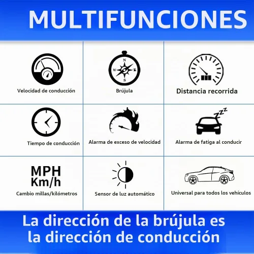 Vista 5 de Kingneed Velocímetro HUD Odómetro Brújula Pantalla Head Up Display GPS Visualización Digital Fuentes Grandes Universal para Todos los Coches