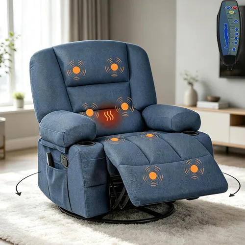 Vista 11 de Silla reclinable mecedora, silla mecedora giratoria para adultos Gris