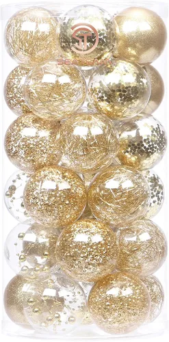 Vista 53 de Sea Team Juego de bolas de Navidad de plástico transparente, inastillables, varios tamaños, bolas decorativas de Navidad con decoraciones delicadas