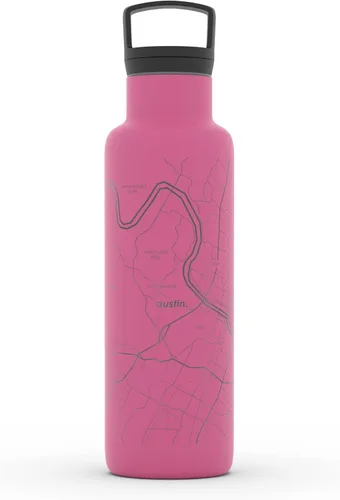 Vista 134 de Well Told Botella de agua aislada con mapa de Washington DC grabado, botella de acero inoxidable grabada (21 onzas, blanco) botella aislada de mapa