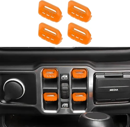 Vista 9 de Jimen Compatible con Jeep Wrangler JL JLU 2018-2023 y Jeep Gladiator JT 2020-2023, 4 piezas de cubiertas de interruptor de botón para ventana