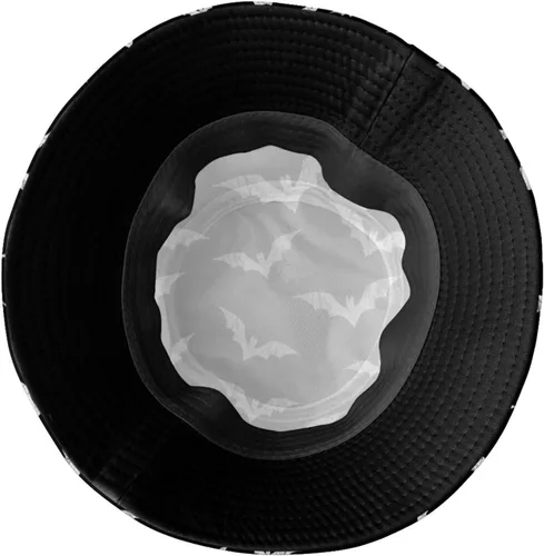 Vista 5 de Sombrero gótico gótico de pescador, sombrero de pescador, calavera de terror, murciélagos, sombreros de pescador, sombrero de sol para pesca
