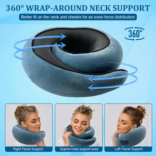 Vista 2 de Almohada de cuello avión, almohada de viaje, almohada de avión, almohada de viaje de espuma viscoelástica, almohada de cuello de viaje para aviones