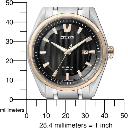 Vista 2 de Citizen AW1244-56E Eco-Drive - Reloj de titanio plateado con esfera negra para hombre