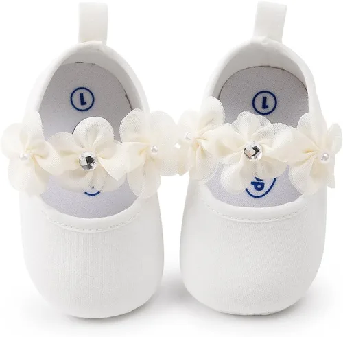 Vista 5 de HsdsBebe 2 unidsset recién nacido bebé niña princesa Mary Jane zapatos para niños pequeños vestido de boda zapatos planos con diadema gratis