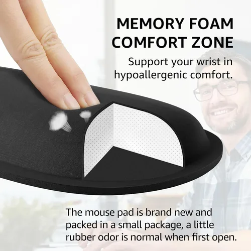 Vista 3 de KTRIO Reposamuñecas ergonómico para teclado y reposamuñecas para mouse, Negro