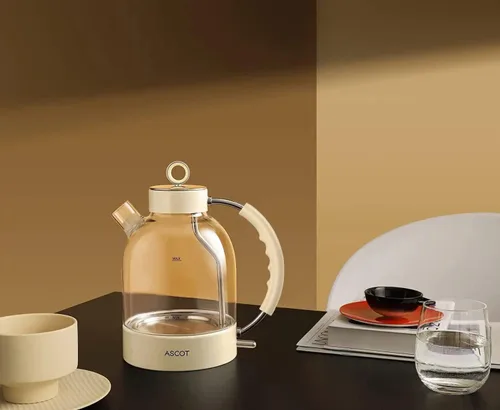 Vista 5 de ASCOT Hervidor eléctrico, caldera de té eléctrica de vidrio, regalos para hombres/mujeres/familia, calentador de té de vidrio de borosilicato de 1.5