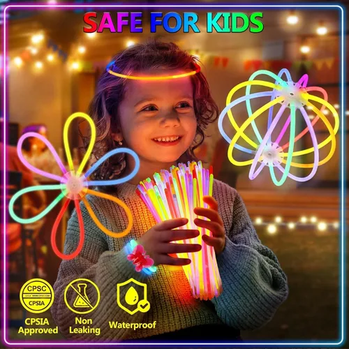 Vista 4 de BUDI 467 piezas de palos brillantes para fiestas para niños y adultos, suministros de fiesta que brillan en la oscuridad, accesorios para el 4