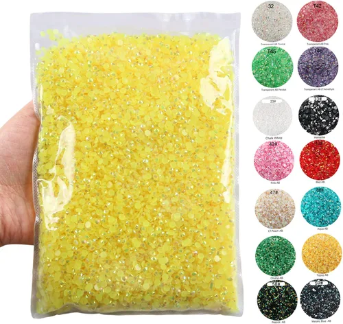 Vista 8 de Paquete grande de 50000 diamantes de imitación de resina de 0.118 pulgadas (0.118 in), con parte trasera plana, diamantes de imitación de color AB