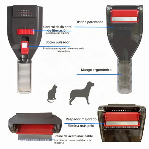 Vista 8 de Accesorio de vacío para pelo de perro para Dyson Cordless Upright Canister, herramienta de aseo para mascotas Cepillo para muda para V6 V7 V8 V10