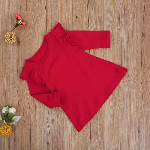 Vista 2 de Baby Girl 'sOne-Piece Skirt Long Sleeve Ruffled Shoulder and Elegant Dress for Little Girls