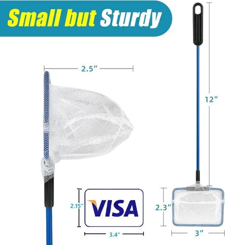 Vista 2 de AQUANEAT Aquarium Fish Net, Small Fish Tank Cleaning Net, Food Wastes Skimmer for Small Ponds and Pools