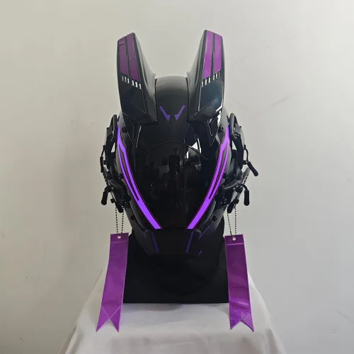 Vista 5 de Máscara punk para hombres, máscara LED para mujer, tecnología punk futurista, cosplay, Halloween, fiesta, festival de música, accesorios