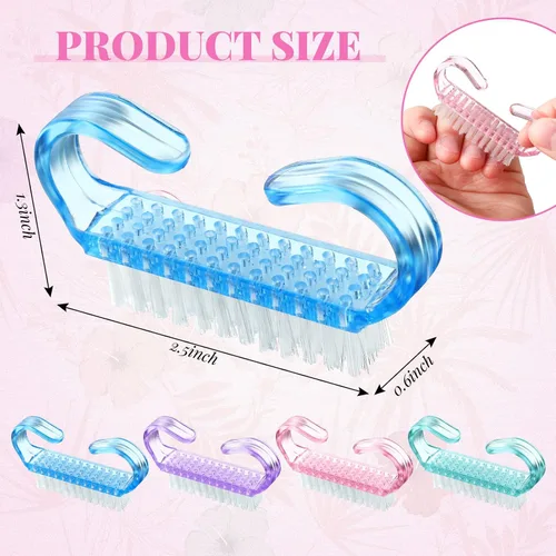 Vista 2 de Patelai - 12 cepillos de uñas a granel para limpiar el mango de uñas, cepillo de uñas colorido a granel para uñas de manos y pies, cepillos