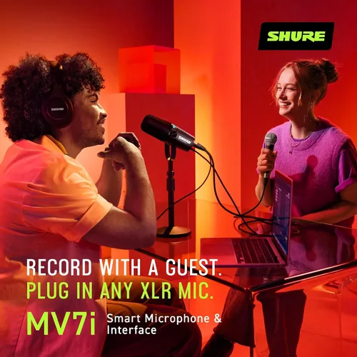 Vista 6 de Shure MV7i - Micrófono inteligente USB-C y XLR para podcasting, música y transmisión con interfaz de audio incorporada, modo de nivel automático