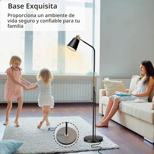 Vista 6 de LALISU Lámpara de pie, lámparas de pie regulables para salas de estar y dormitorios, lámpara de lectura estilo granja - de pie, cabezales de metal