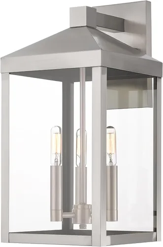 Vista 14 de Livex Lighting 20584-07 Linterna de pared para exteriores de transición de tres luces de la colección Nyack en acabado bronce/oscuro Bronce