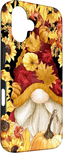 Vista 3 de iPhone 16 Lindos accesorios de otoño otoño con calabaza girasol gnomo caso