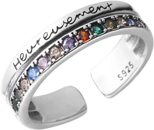 Vista 240 de Anillo de plata de ley 925, minimalista, ajustable, hecho a mano, para mujeres y niñas